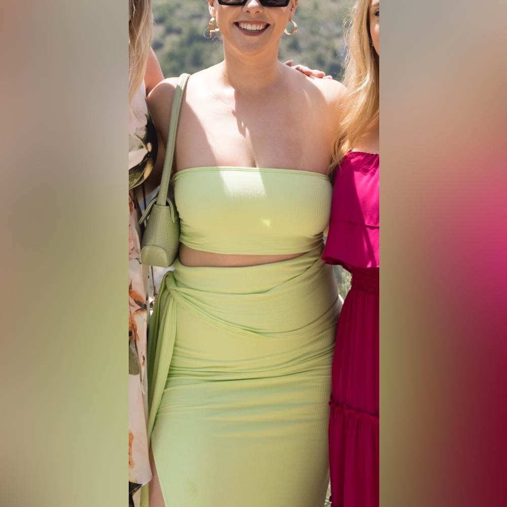 Women’s light green Green Maxi Dress with cutout and tie